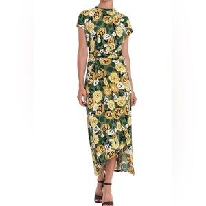 Donna Morgan Garden Floral Midi Dress Size 2 Wrap Front Asymmetrical Hem Spring